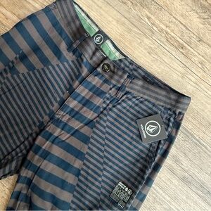 Volcom Graphito Striped Shorts in Blue and Brown Men’s 31 NWT
